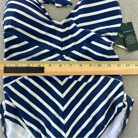 Ralph Lauren Deauville Striped Halter One Piece Swimsuit sz 8 - Picture 5 of 9